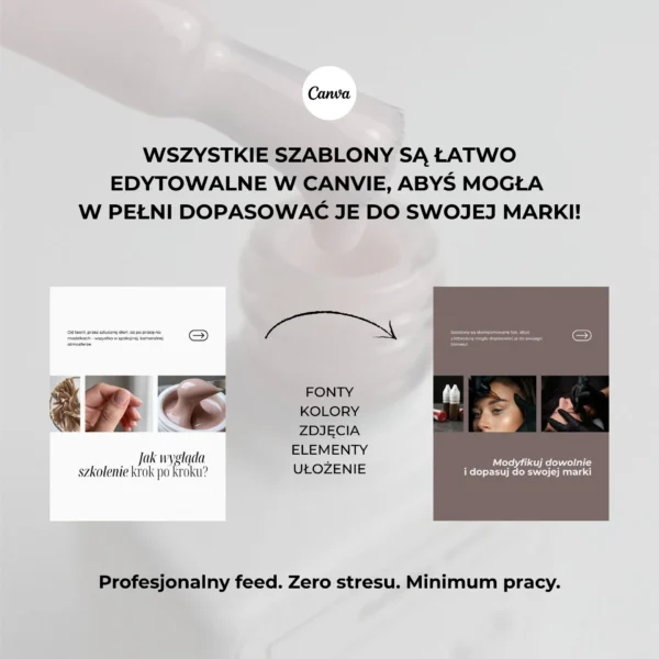 Estetyczna Szarość #1 • Szablony Canva • Stylizacja paznokci